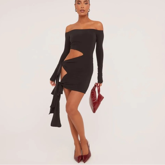 Bardot Black Asymmetrical Cut-Out Dress - Picture 1 of 3